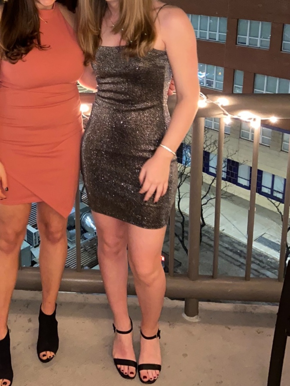 Black gray sparkle bodycon club dress